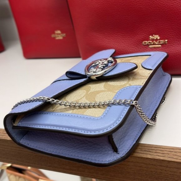 Coach Georgie Crossbody In Signature Canvas Light Khaki / Marble Blue - Picture 9 of 16